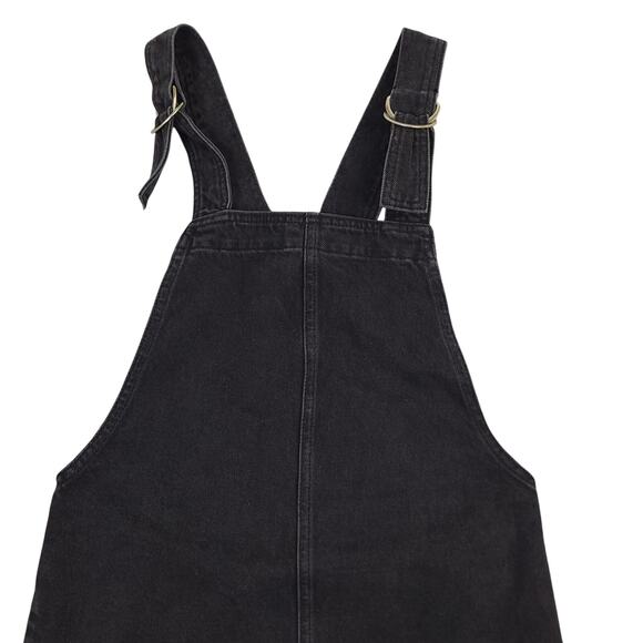 TOPSHOP Moto Washed Black Denim Jumper/Overall Midi Dress Sz 0 Grunge NWT - Picture 4 of 13